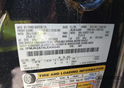 2020 Ford Expedition Limited Max from USA, damaged, VIN 1FMJK2AT4LEA96043